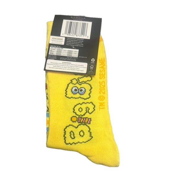 3/$18 Sesame Street Big Bird Yellow and Blue Cartoon Character Casual Socks NWT - Picture 2 of 2